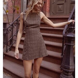o.p.t mini dress brown plaid